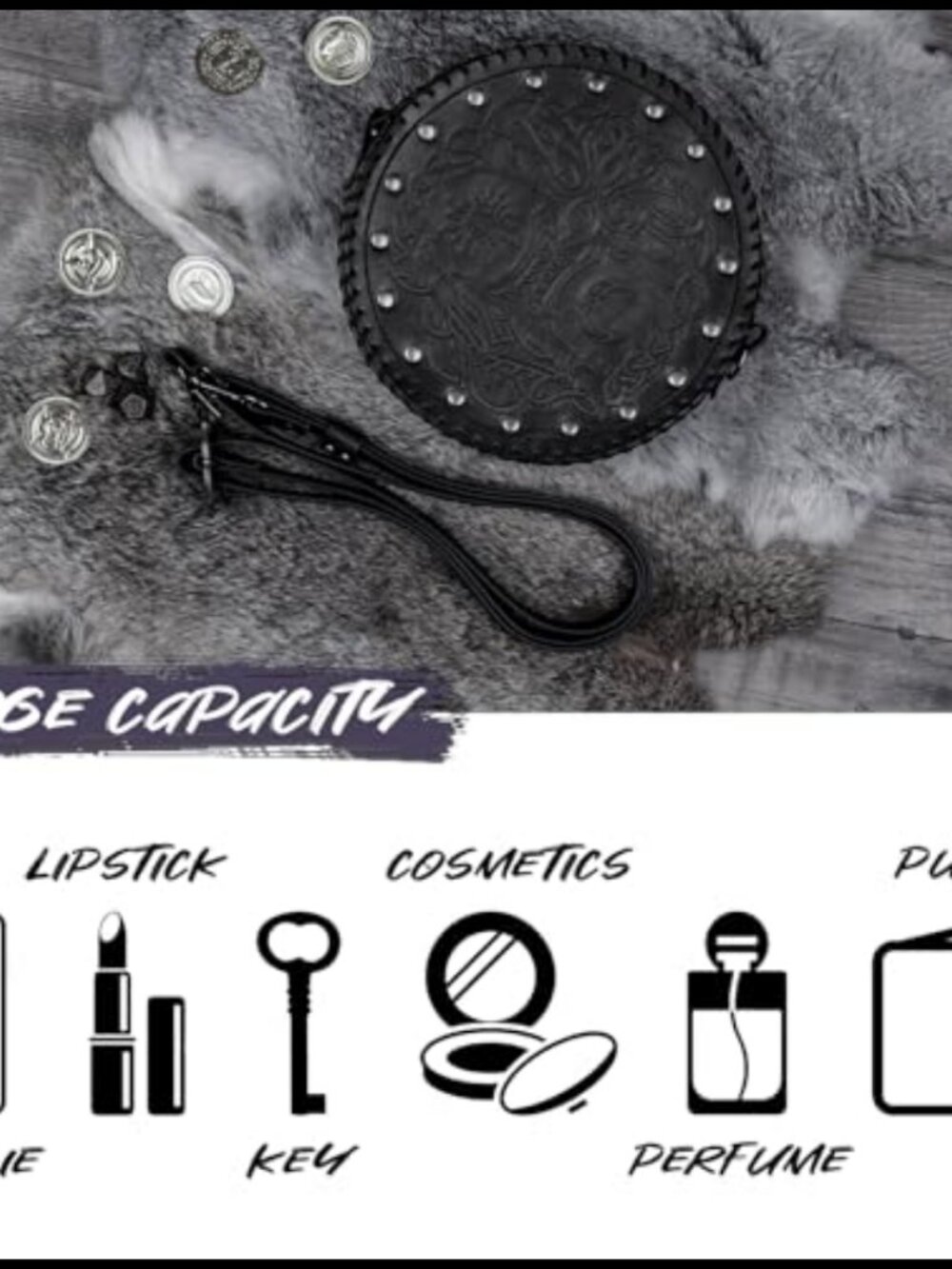 Viking Embossed Faux Leather Crossbody Belt Bag Nordic Medieval Cosplay - Picture 4 of 6